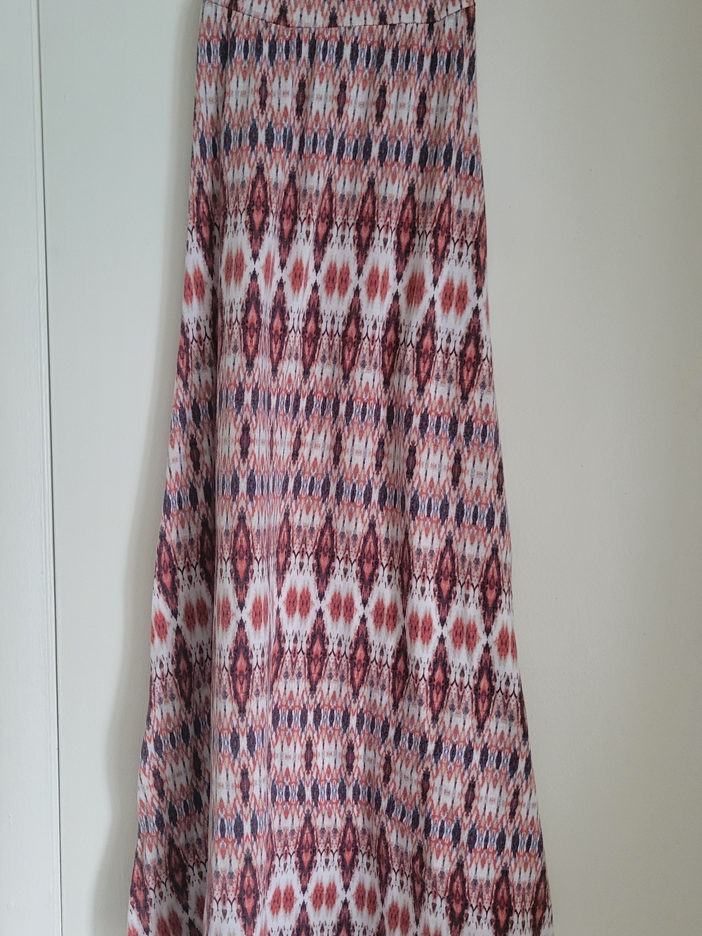 Joe B Printed Maxi Skirt in Rust, Navy, and Cream